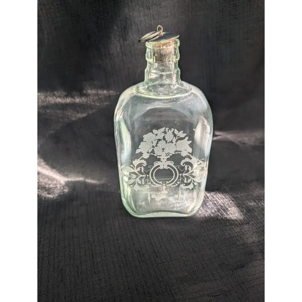 Stafford Etched Medicine Apothecary Glass Bottle Made In Portugal Vintage 7.25